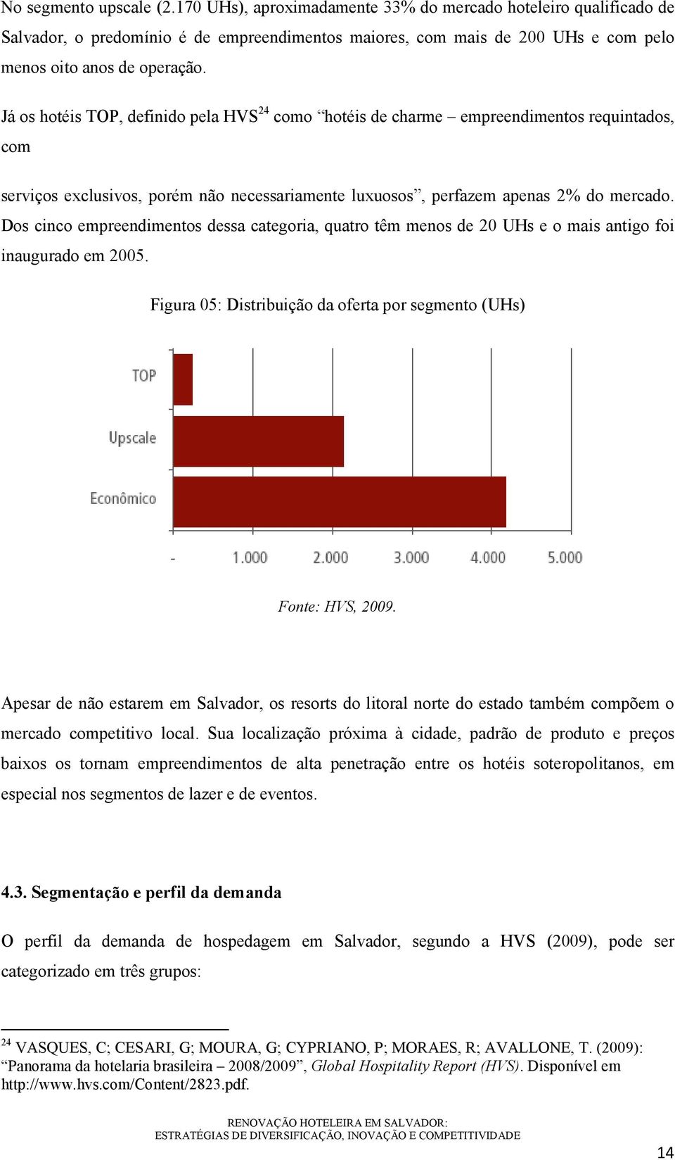 Já os hotéis TOP, definido pela HVS 24 como hotéis de charme empreendimentos requintados, com serviços exclusivos, porém não necessariamente luxuosos, perfazem apenas 2% do mercado.