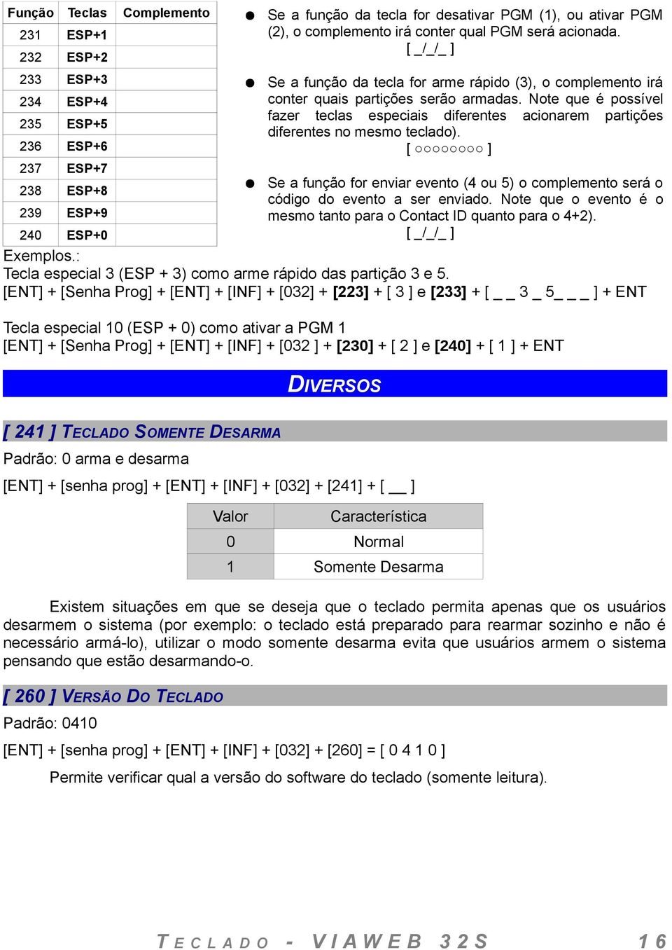 Note que é possível fazer teclas especiais diferentes acionarem partições diferentes no mesmo teclado).