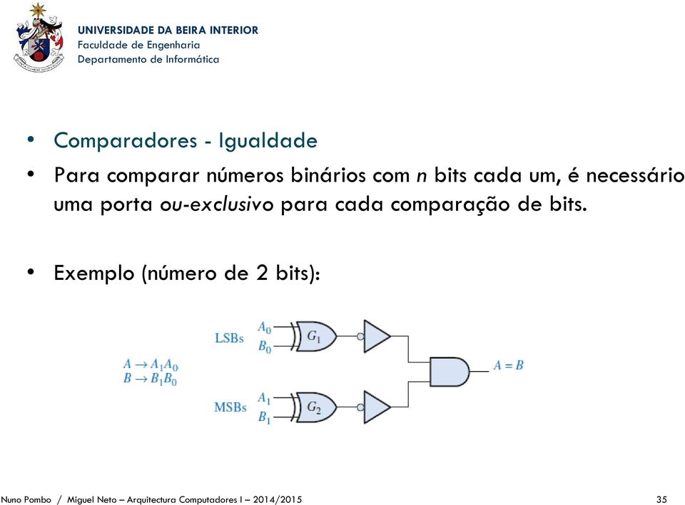 para cada comparação de bits.