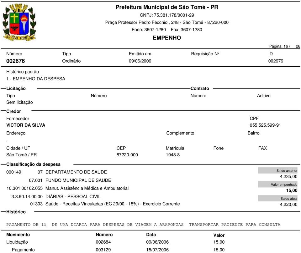 Assistência Médica e Ambulatorial 3.3.90.14.00.