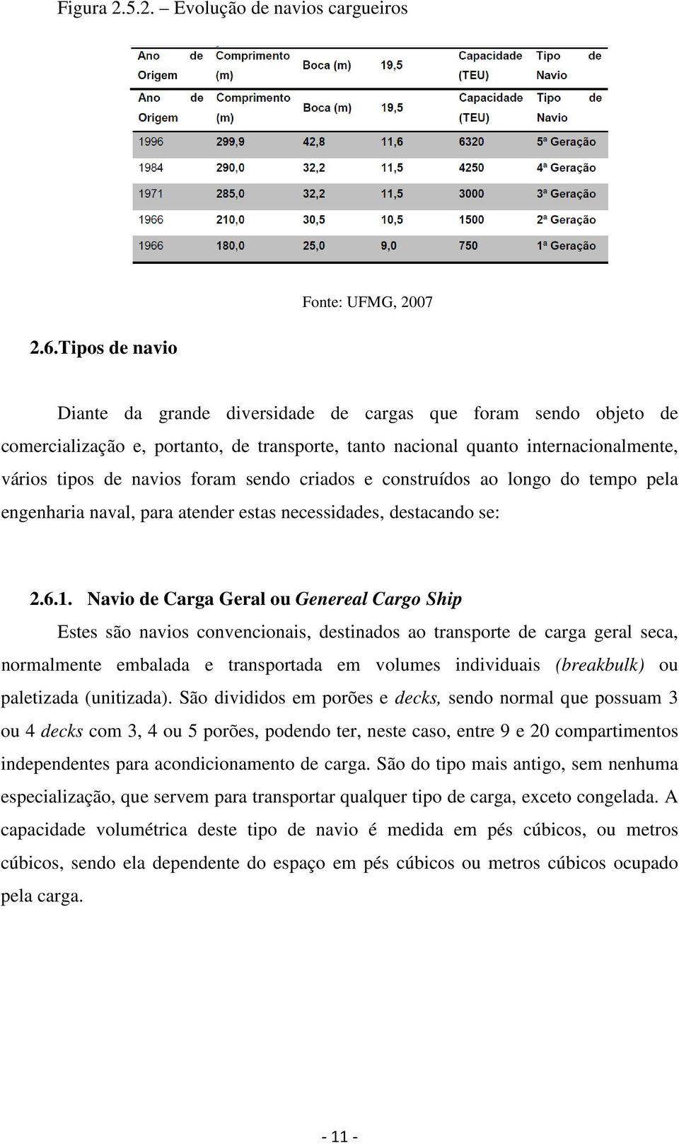 navios foram sendo criados e construídos ao longo do tempo pela engenharia naval, para atender estas necessidades, destacando se: 2.6.1.