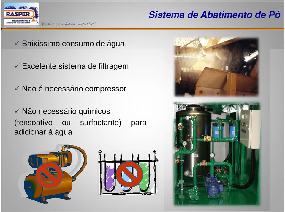 necessário compressor Não necessário químicos