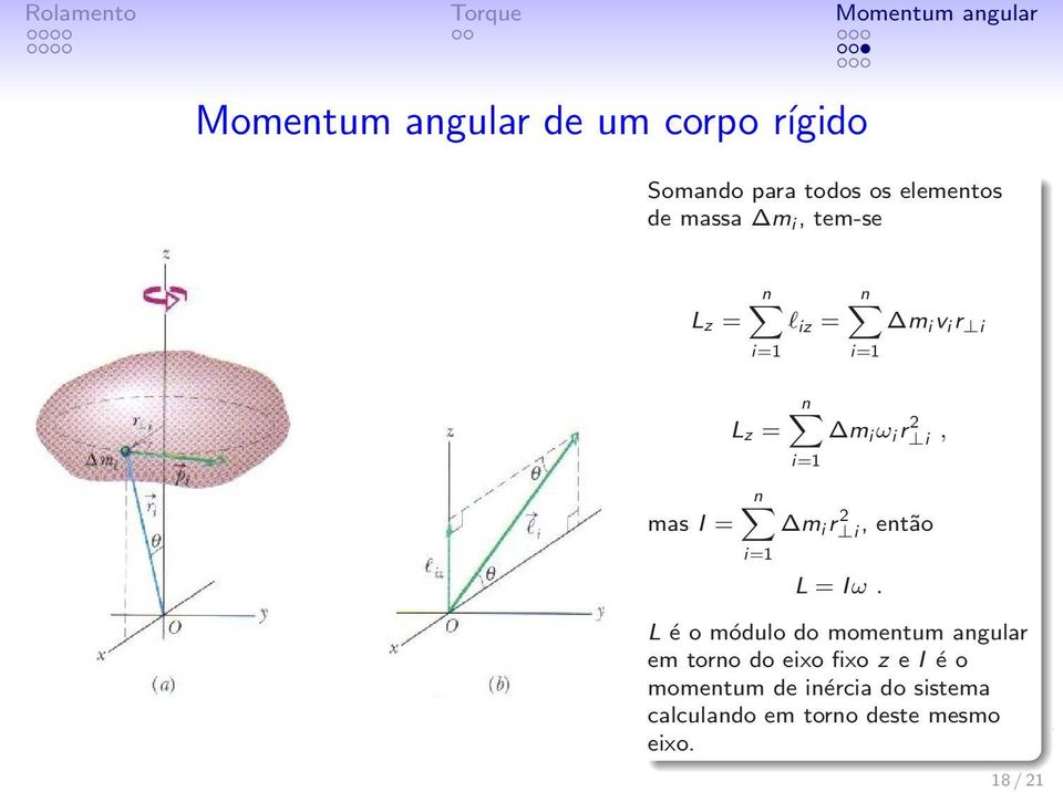 i r i 2, então i=1 L = I ω.