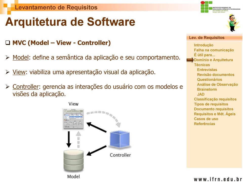 View: viabiliza uma apresentação visual da aplicação.