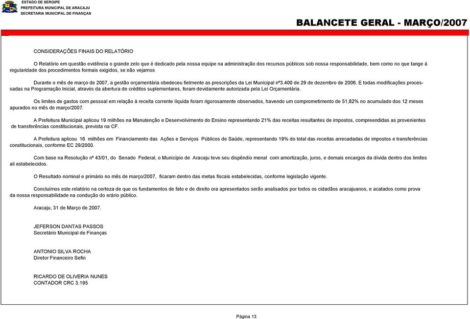 Lei Municipal nº3.400 de 29 de dezembro de 2006.