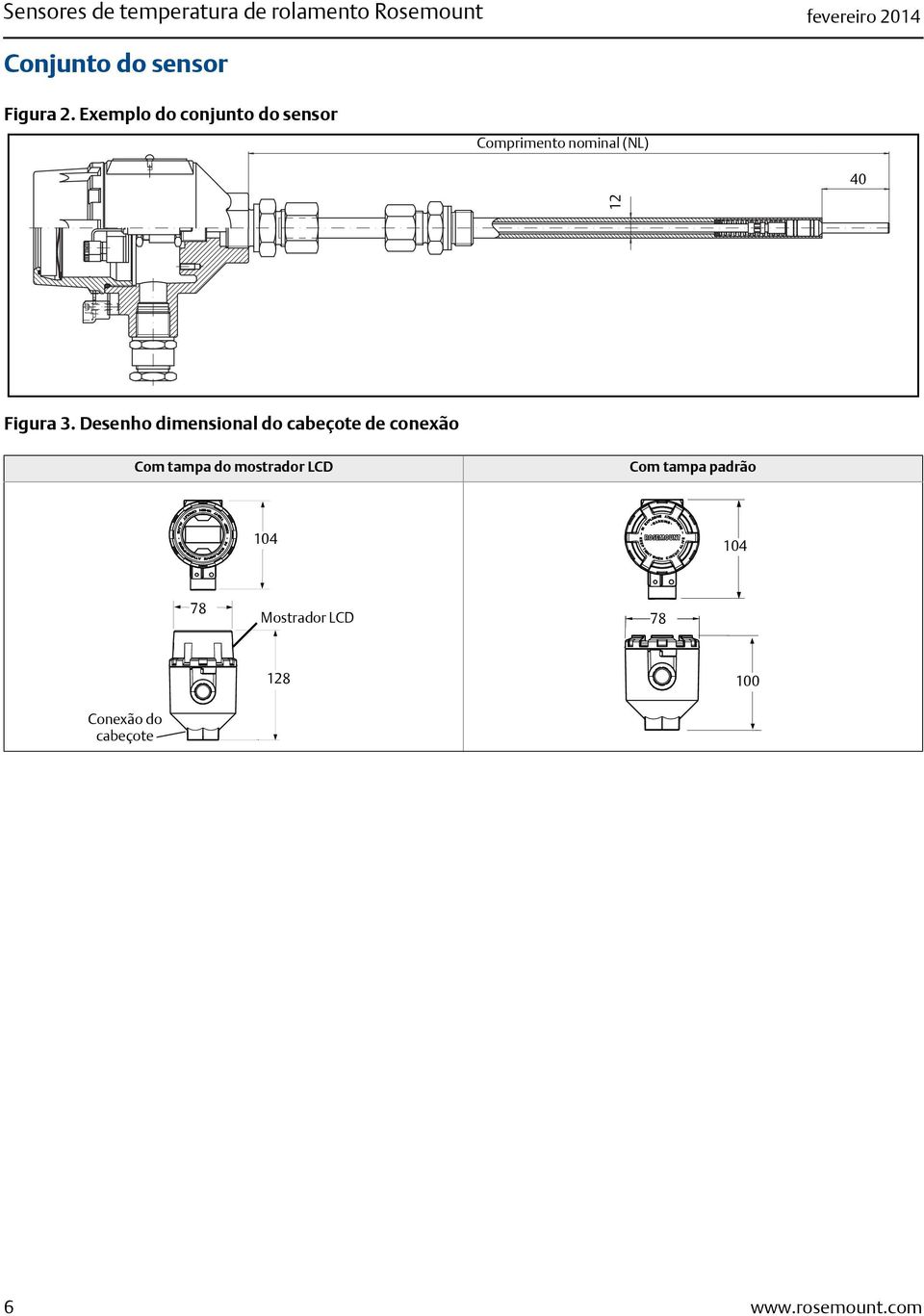 Exemplo do conjunto do sensor Comprimento nominal (NL) 40 12 Figura 3.