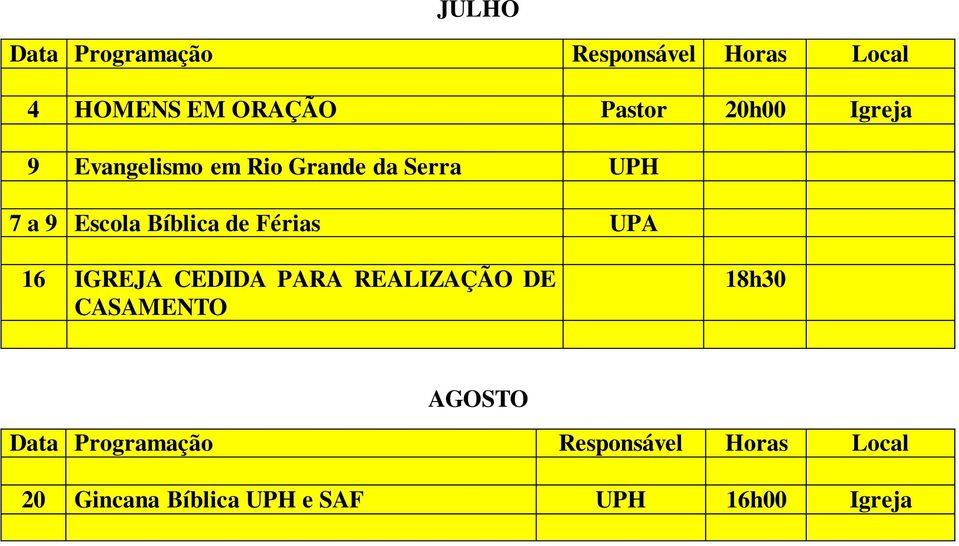 Bíblica de Férias UPA 16 IGREJA CEDIDA PARA REALIZAÇÃO