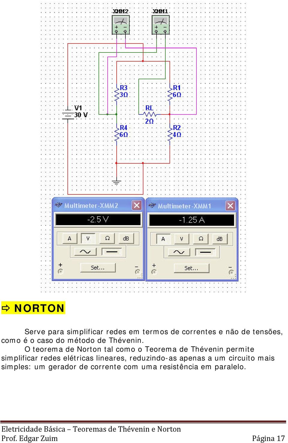 O teorema de Norton tal como o Teorema de Thévenin permite simplificar redes