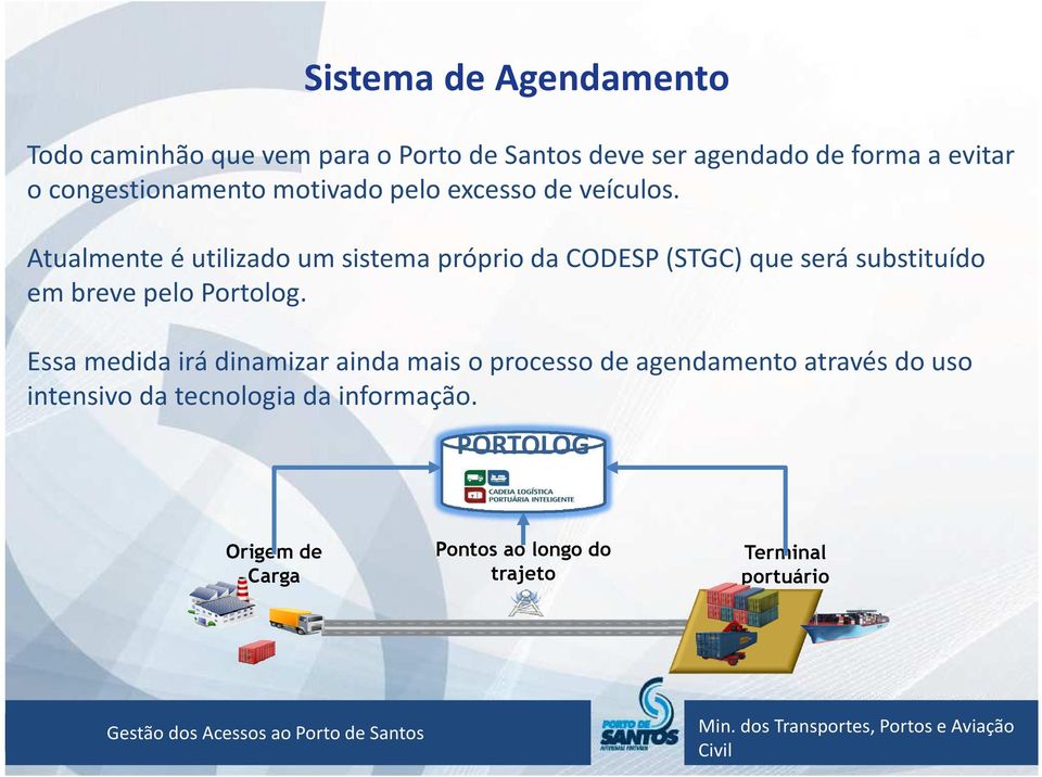 Atualmente é utilizado um sistema próprio da CODESP (STGC) que será substituído em breve pelo Portolog.