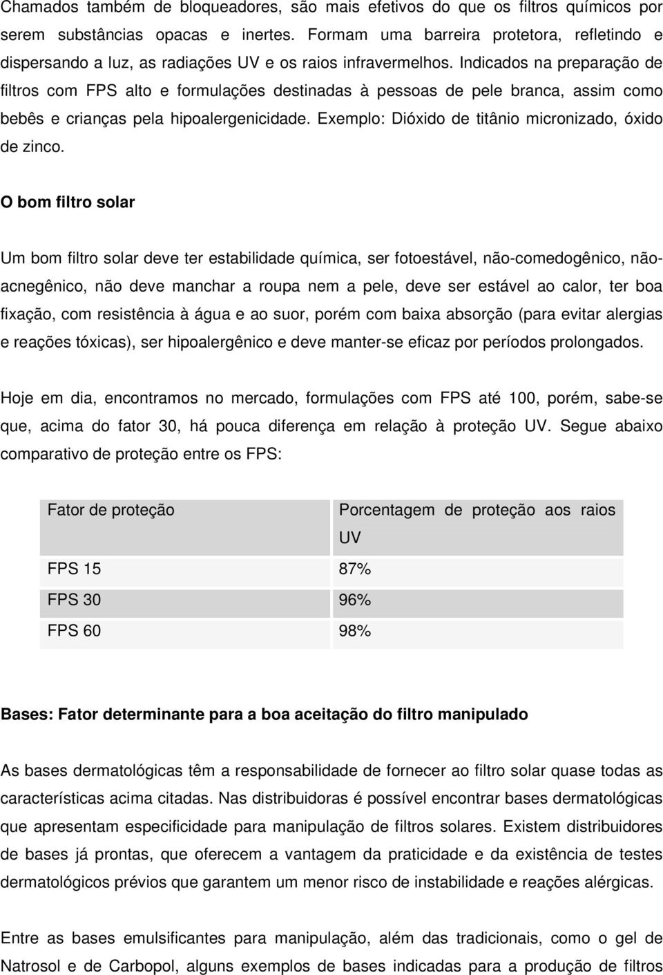 Indicados na preparação de filtros com FPS alto e formulações destinadas à pessoas de pele branca, assim como bebês e crianças pela hipoalergenicidade.