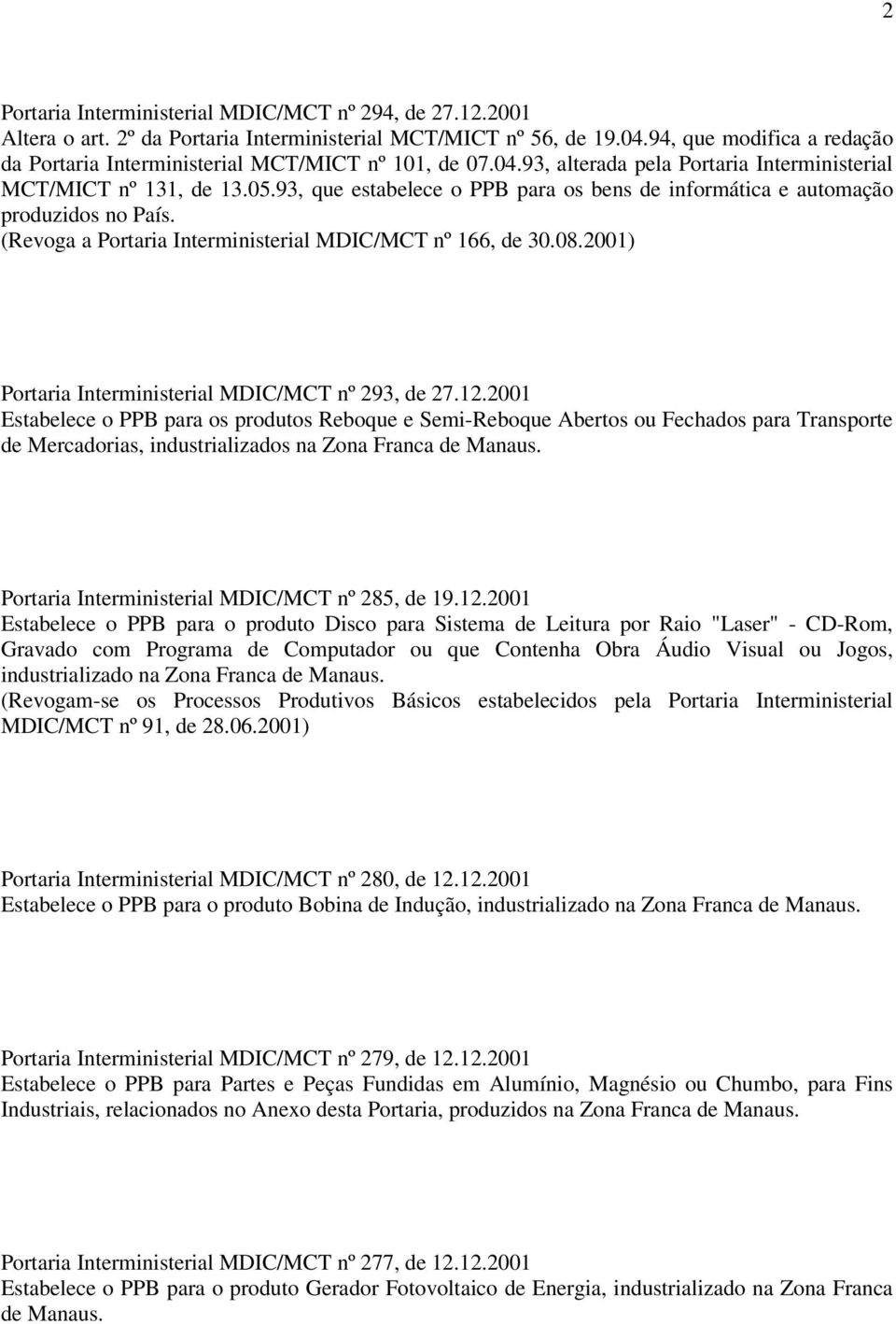 93, que estabelece o PPB para os bens de informática e automação produzidos no País. (Revoga a Portaria Interministerial MDIC/MCT nº 166, de 30.08.