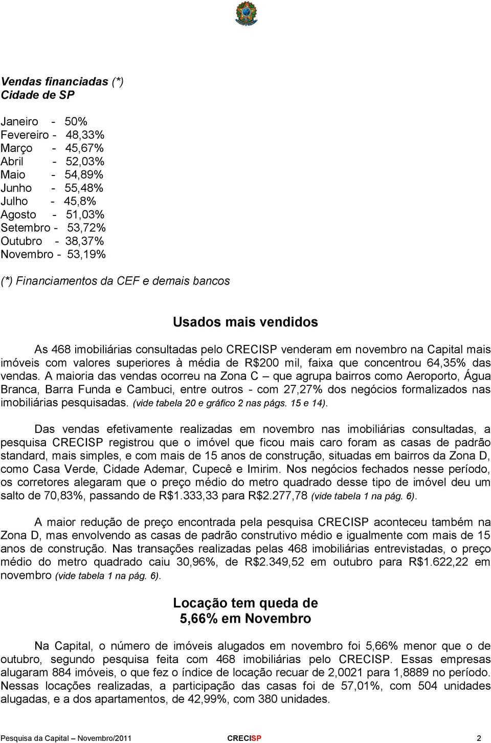 média de R$200 mil, faixa que concentrou 64,35% das vendas.