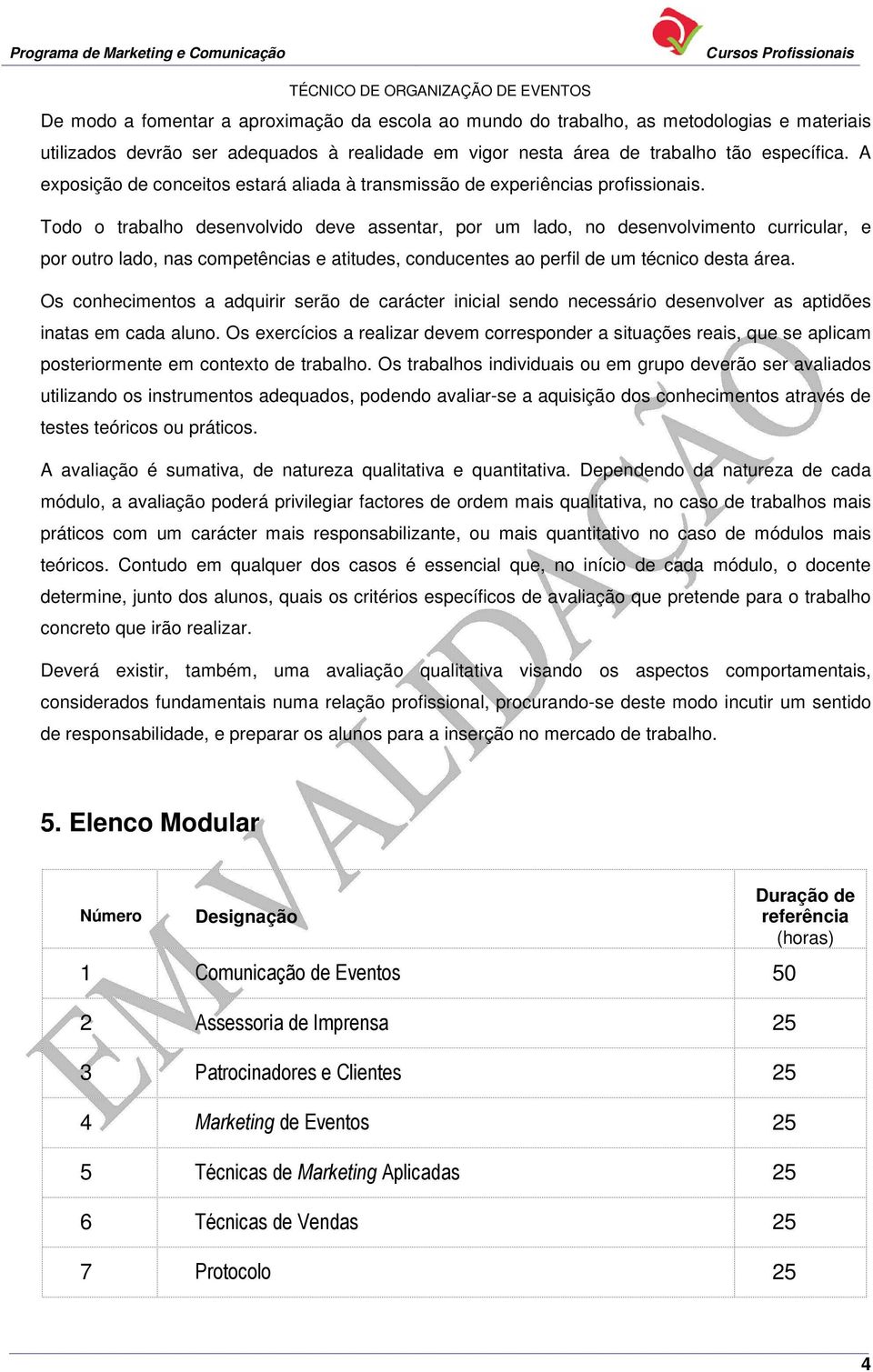 Todo o trabalho desenvolvido deve assentar, por um lado, no desenvolvimento curricular, e por outro lado, nas competências e atitudes, conducentes ao perfil de um técnico desta área.