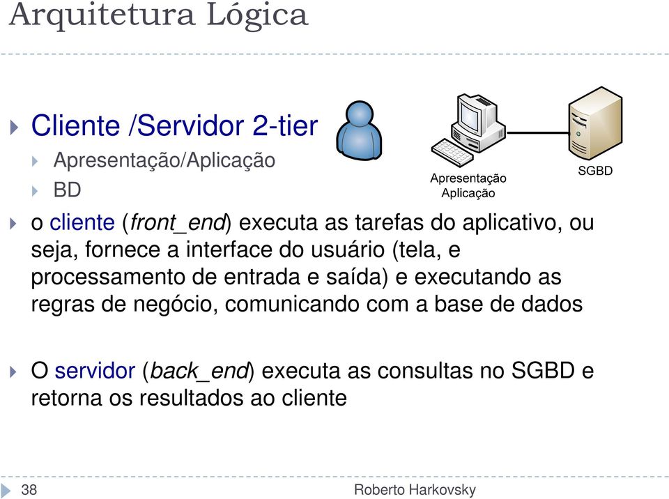 de entrada e saída) e executando as regras de negócio, comunicando com a base de dados