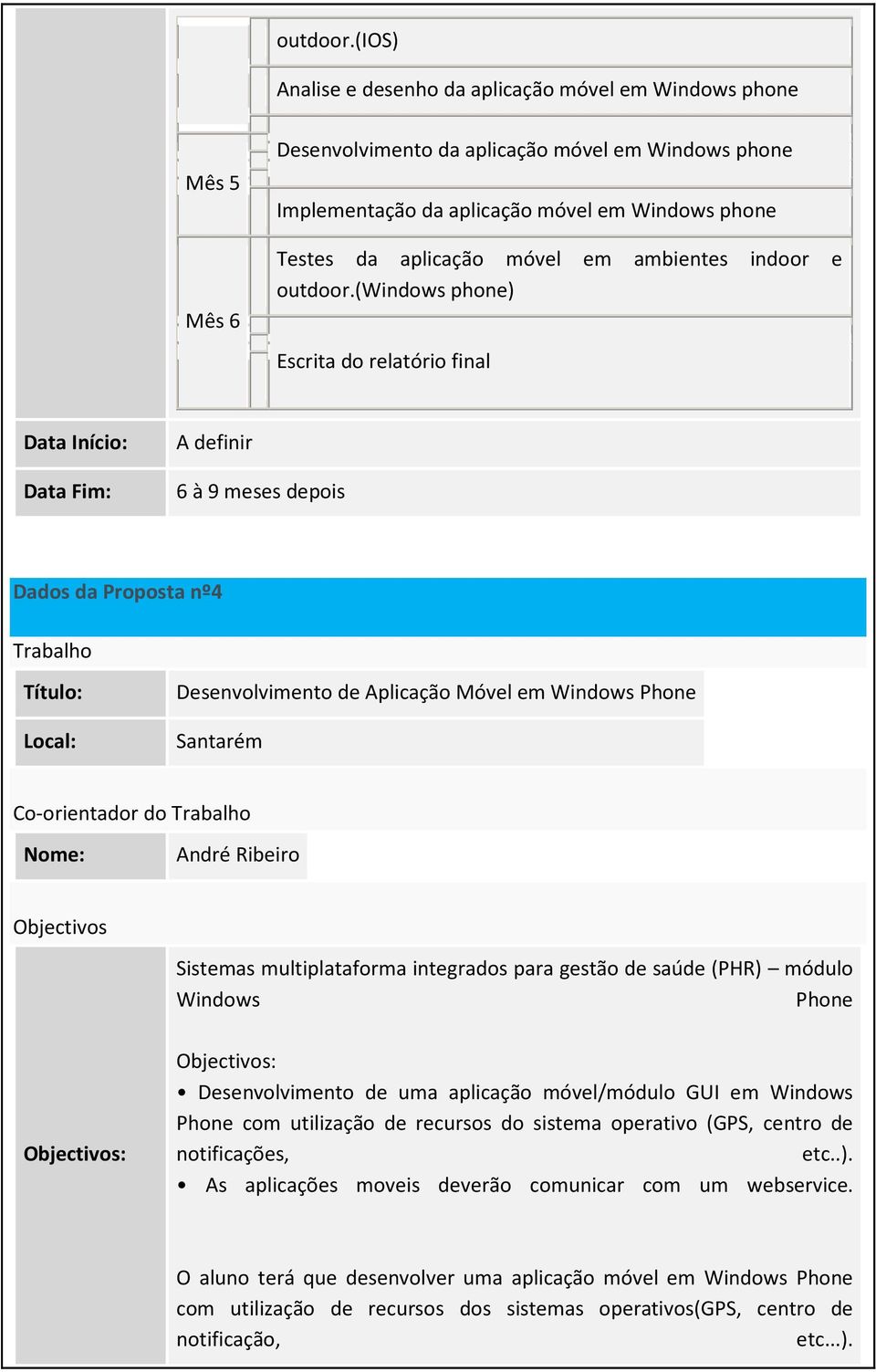 saú (PHR) módulo Windows Phone : : Desenvolvimento uma aplicação móvel/módulo GUI em Windows Phone com utilização recursos do sistema operativo (GPS, centro notificações, etc..). As aplicações moveis verão comunicar com um webservice.