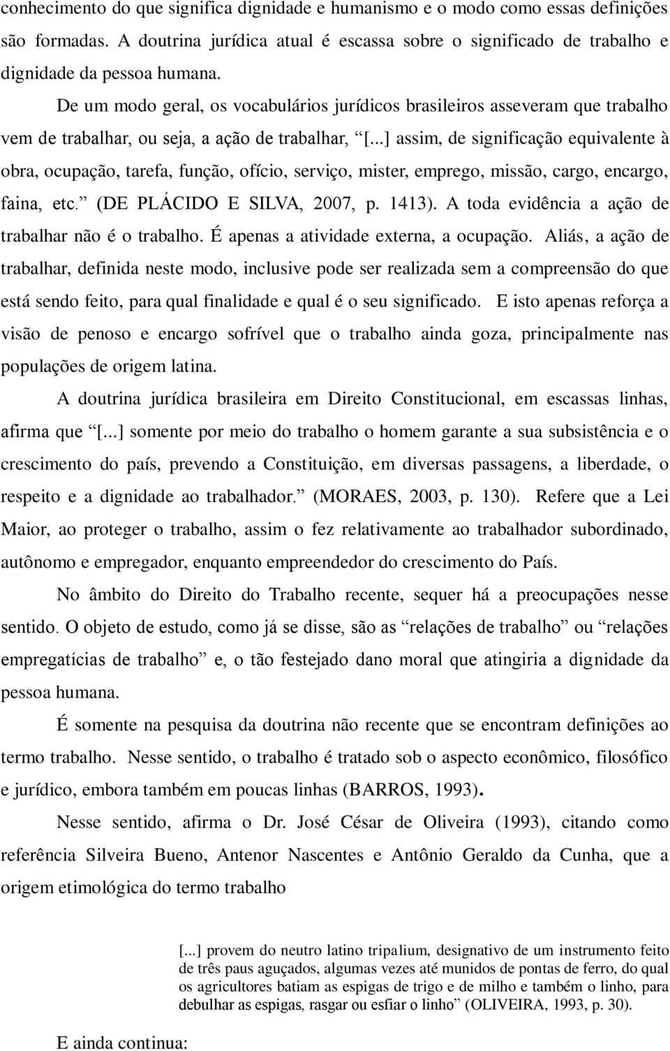 ..] assim, de significação equivalente à obra, ocupação, tarefa, função, ofício, serviço, mister, emprego, missão, cargo, encargo, faina, etc. (DE PLÁCIDO E SILVA, 2007, p. 1413).