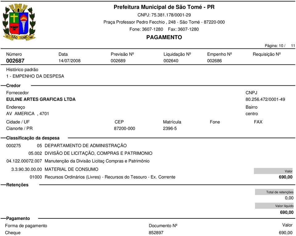 002 DIVISÃO DE LICITAÇÃO, COMPRAS E PATRIMONIO 04.122.00072.