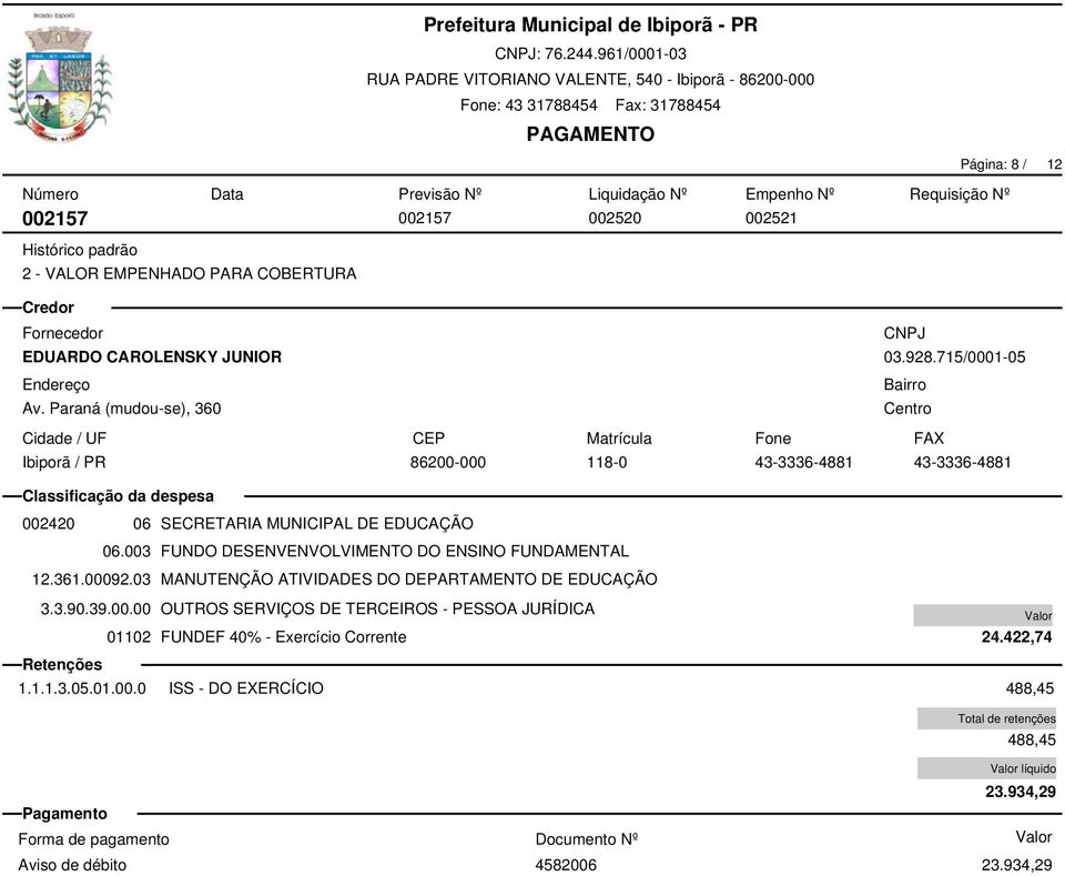 003 FUNDO DESENVENVOLVIMENTO DO ENSINO FUNDAMENTAL 12.361.00092.