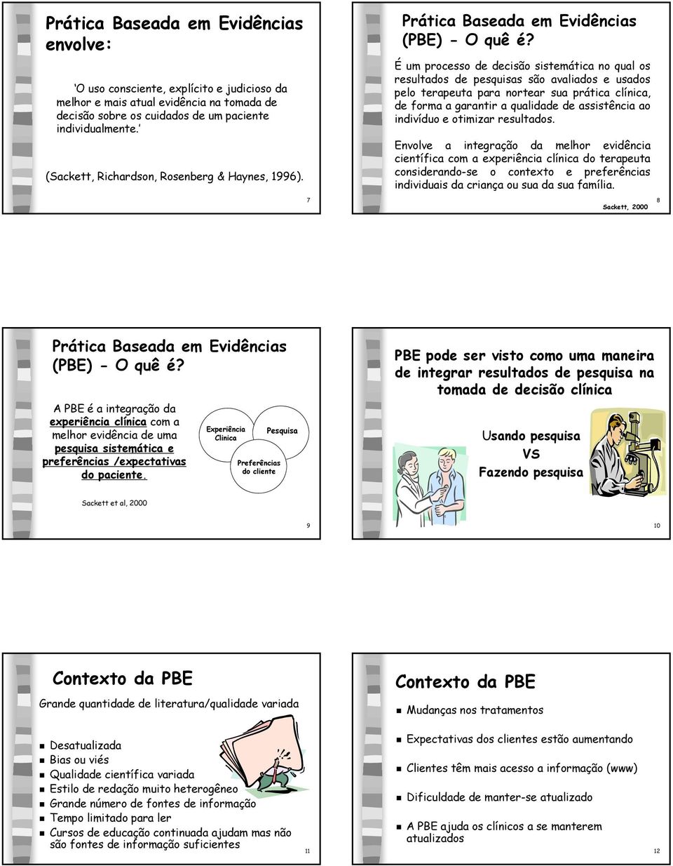 É um processo de decisão sistemática no qual os resultados de pesquisas são avaliados e usados pelo terapeuta para nortear sua prática clínica, de forma a garantir a qualidade de assistência ao