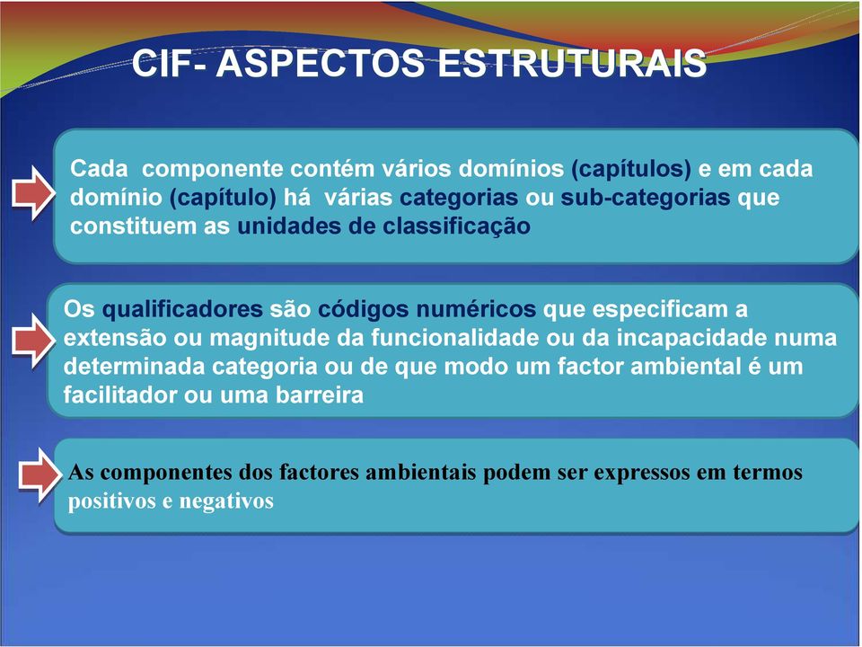 especificam a extensão ou magnitude da funcionalidade ou da incapacidade numa determinada categoria ou de que modo um