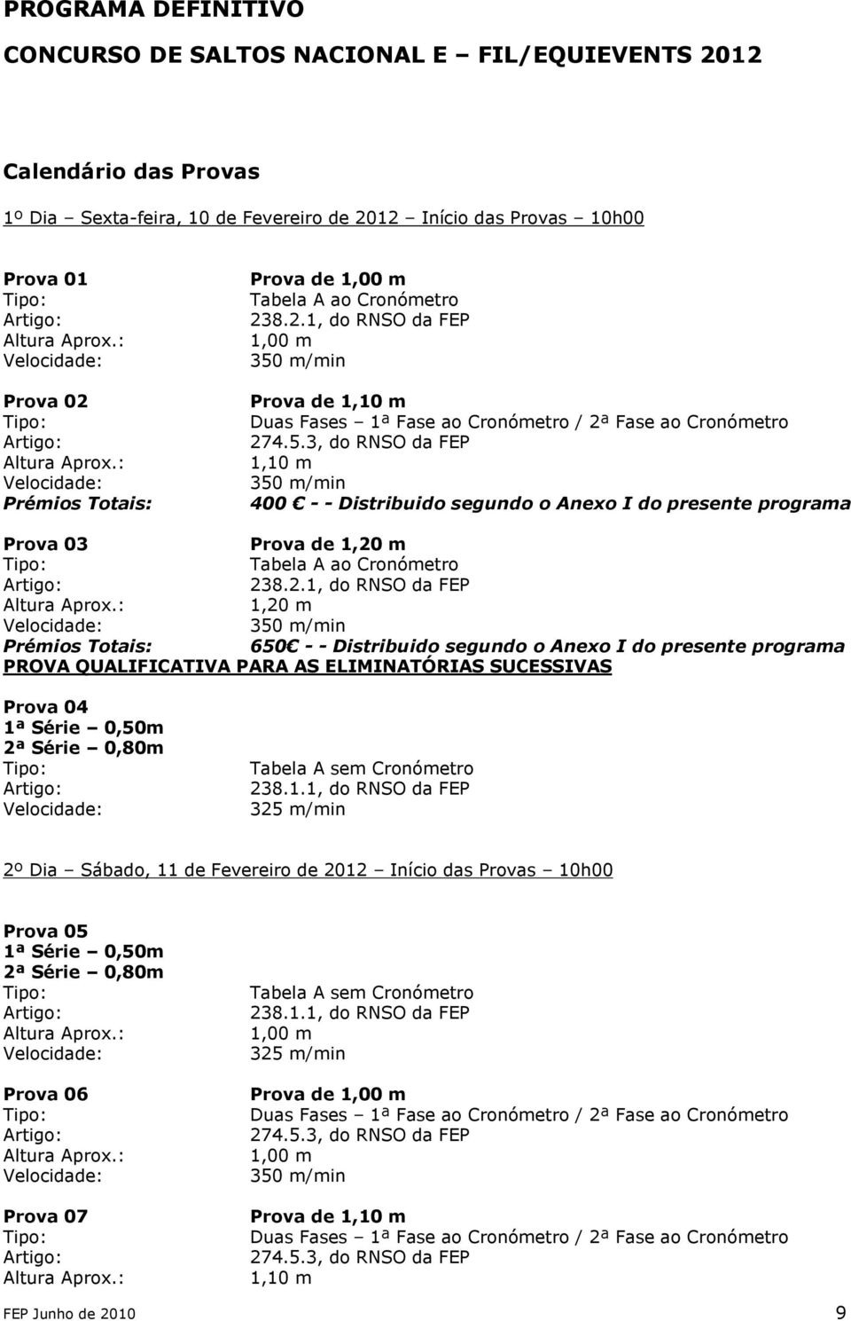 m Tabela A ao Cronómetro 23