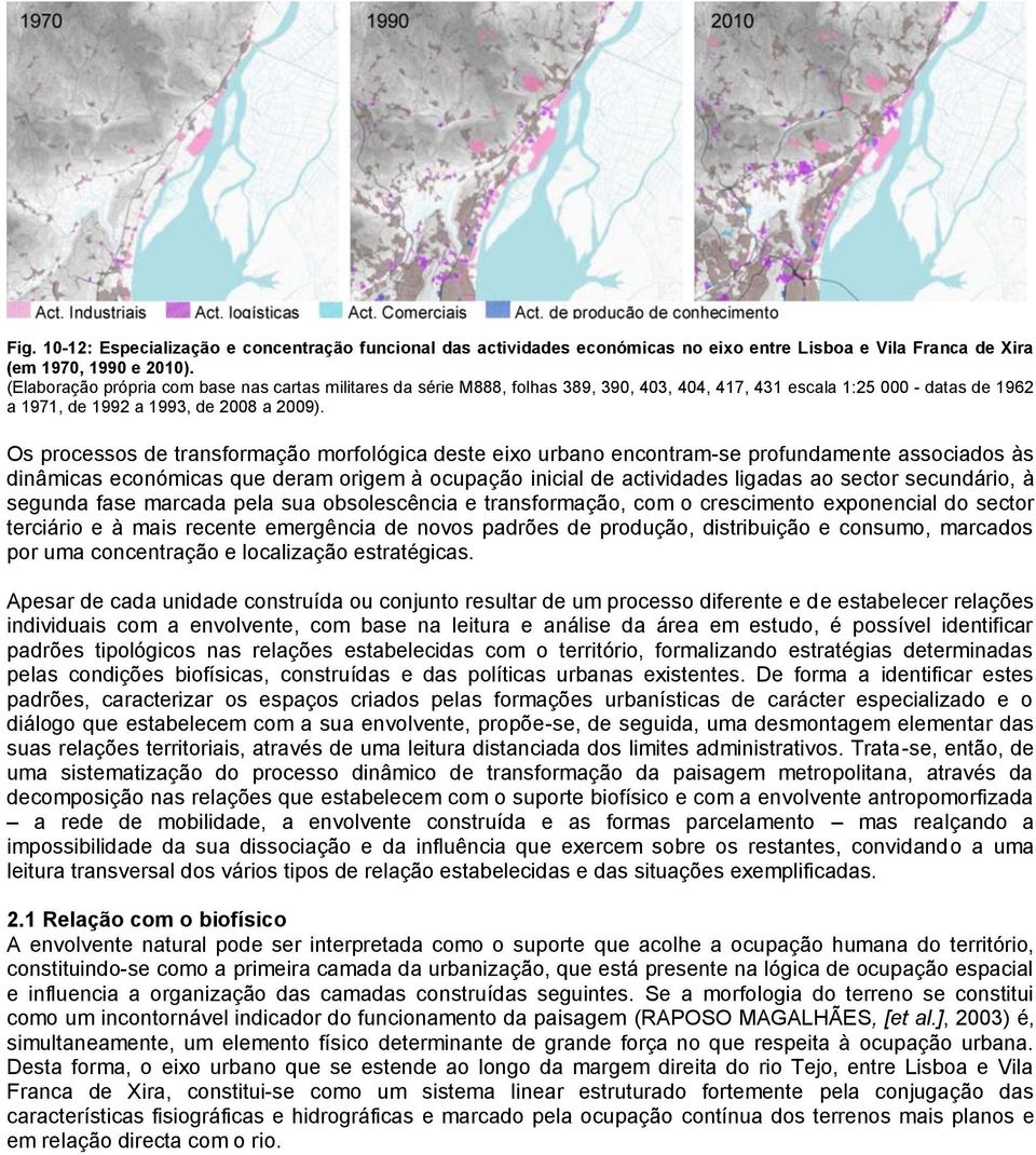 Os processos de transformação morfológica deste eixo urbano encontram-se profundamente associados às dinâmicas económicas que deram origem à ocupação inicial de actividades ligadas ao sector