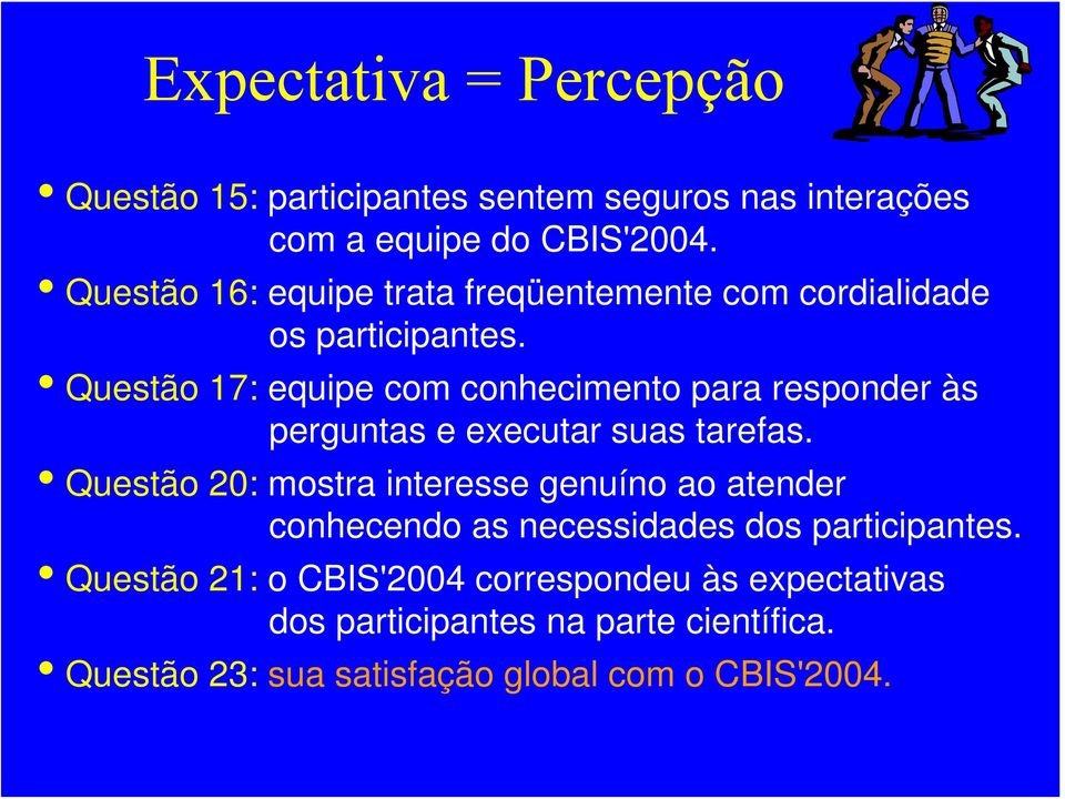 Questão 17: equipe com conhecimento para responder às perguntas e executar suas tarefas.