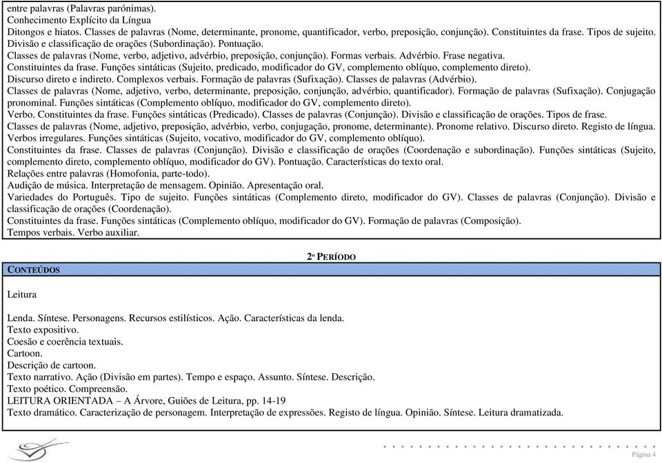 Advérbio. Frase negativa. Constituintes da frase. Funções sintáticas (Sujeito, predicado, modificador do GV, complemento oblíquo, complemento direto). Discurso direto e indireto. Complexos verbais.
