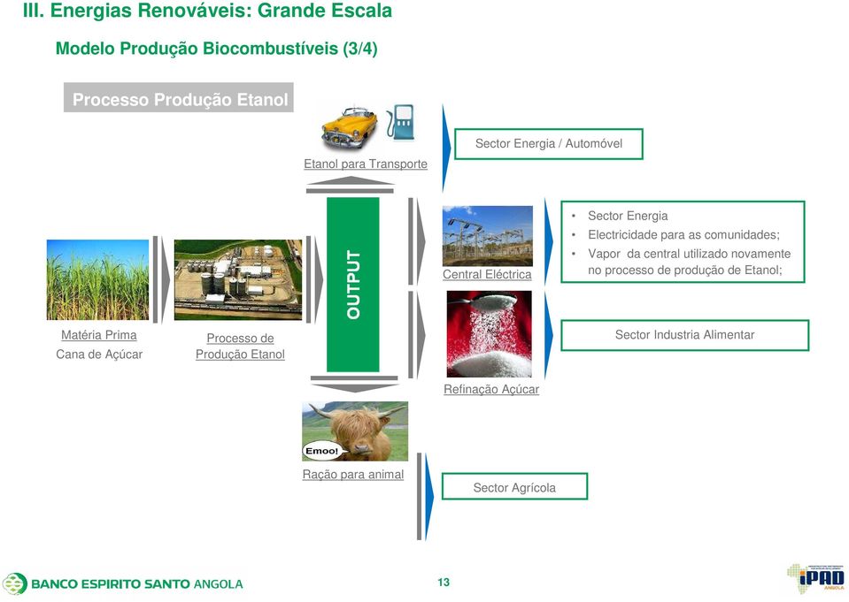 comunidades; Vapor da central utilizado novamente no processo de produção de Etanol; Matéria Prima Cana de