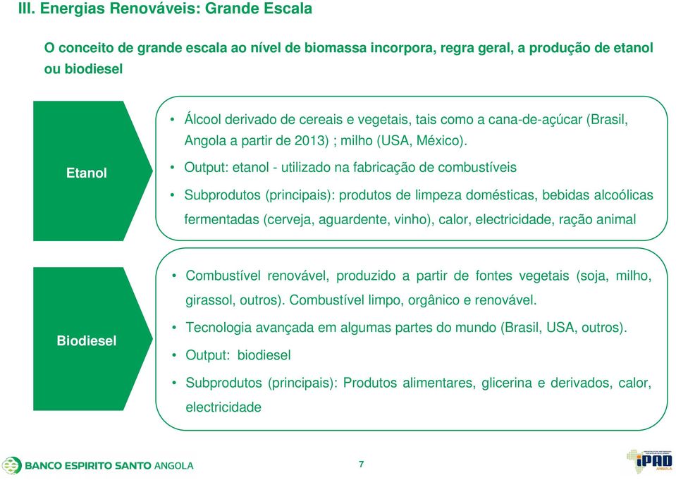 Etanol Output: etanol - utilizado na fabricação de combustíveis Subprodutos (principais): produtos de limpeza domésticas, bebidas alcoólicas fermentadas (cerveja, aguardente, vinho), calor,