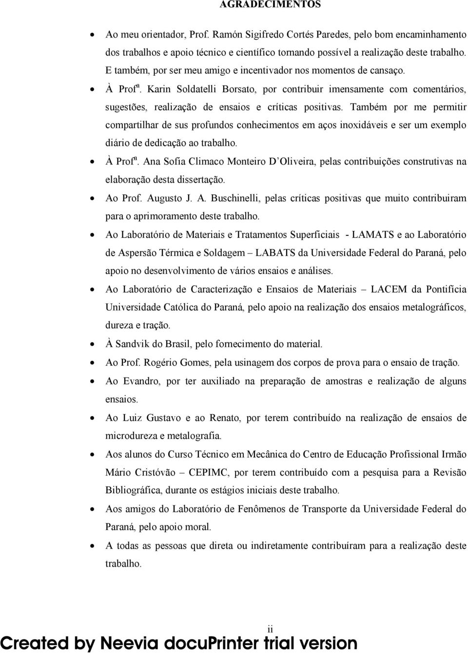 Karin Soldatelli Borsato, por contribuir imensamente com comentários, sugestões, realização de ensaios e críticas positivas.