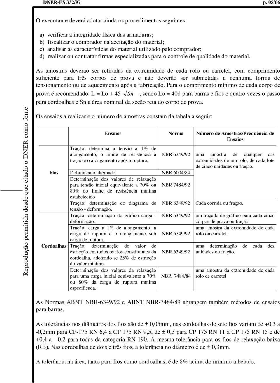 do material utilizado pelo comprador; d) realizar ou contratar firmas especializadas para o controle de qualidade do material.