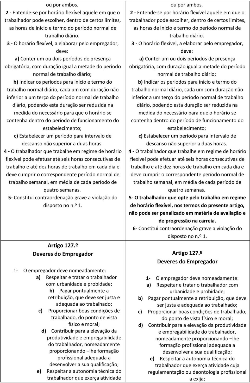 períodos para início e termo do trabalho normal diário, cada um com duração não inferior a um terço do período normal de trabalho diário, podendo esta duração ser reduzida na medida do necessário