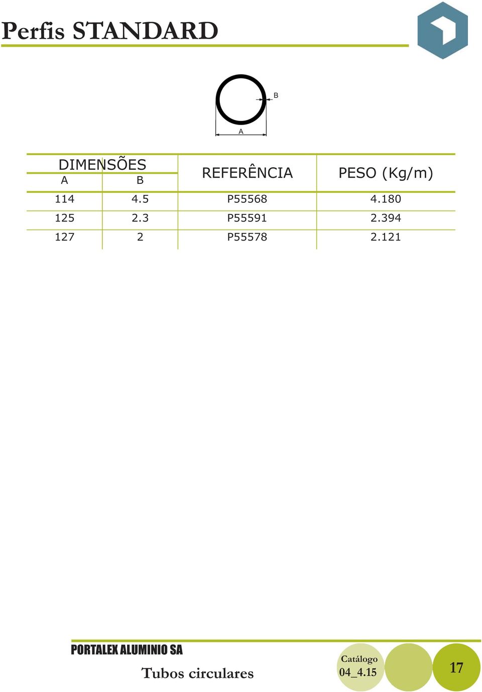 P55591 P55578 PESO (Kg/m)