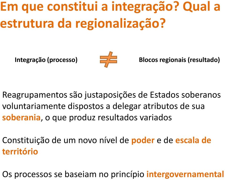 soberanos voluntariamente dispostos a delegar atributos de sua soberania, o que produz resultados