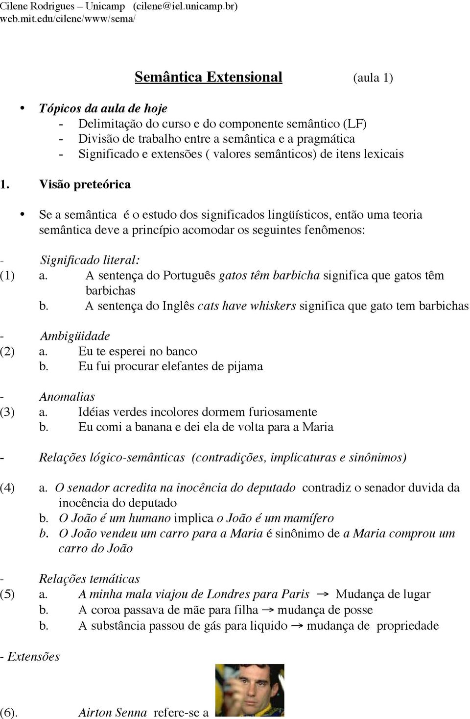 Visão preteórica Se a semântica é o estudo dos significados lingüísticos, então uma teoria semântica deve a princípio acomodar os seguintes fenômenos: - Significado literal: (1) a.