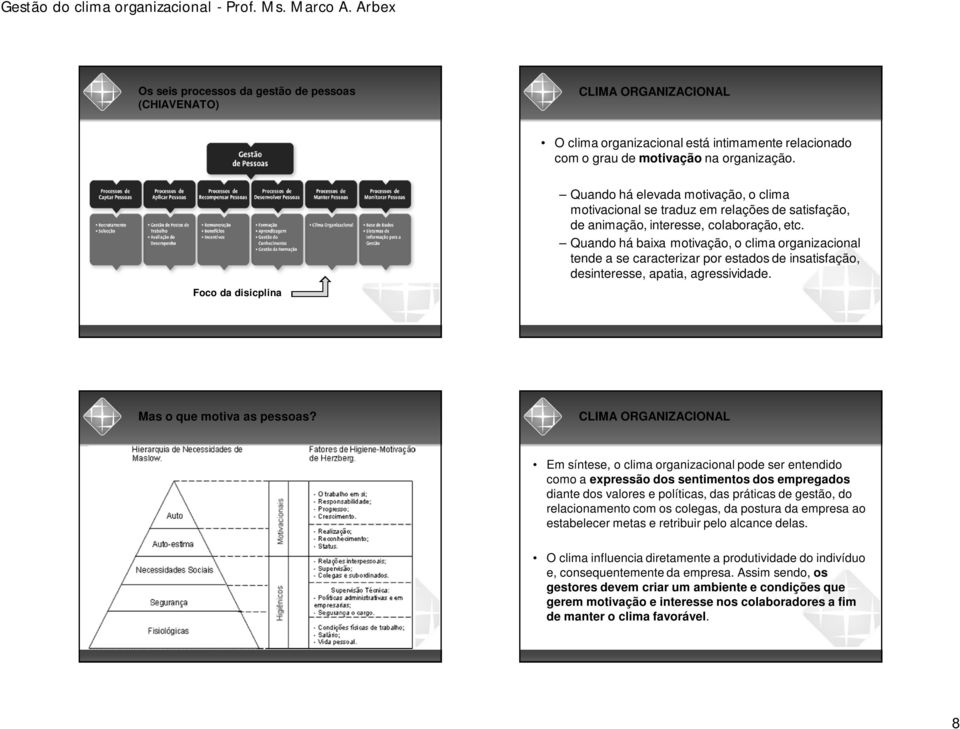 Quando há baixa motivação, o clima organizacional tende a se caracterizar por estados de insatisfação, desinteresse, apatia, agressividade. Mas o que motiva as pessoas?