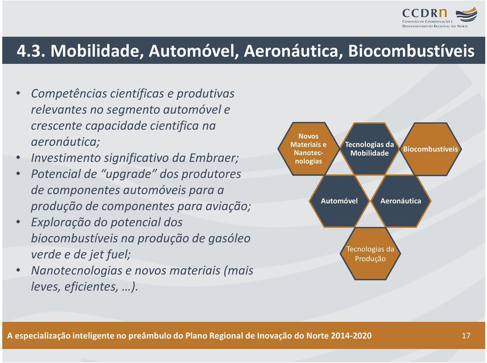 potencial dos biocombustíveis na produção de gasóleo verde e de jet fuel; Nanotecnologias e novos materiais (mais leves, eficientes, ).