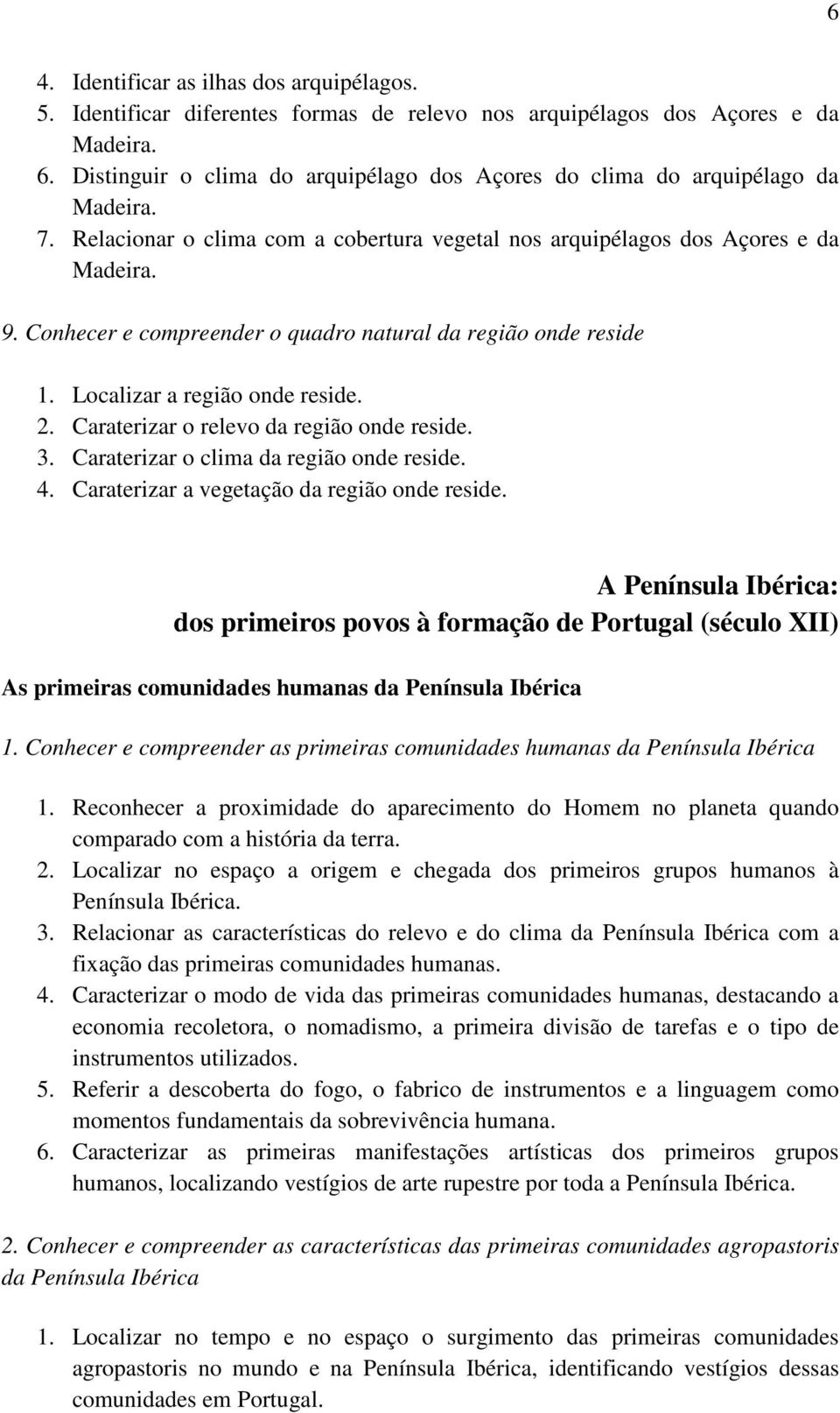 Conhecer e compreender o quadro natural da região onde reside 1. Localizar a região onde reside. 2. Caraterizar o relevo da região onde reside. 3. Caraterizar o clima da região onde reside. 4.