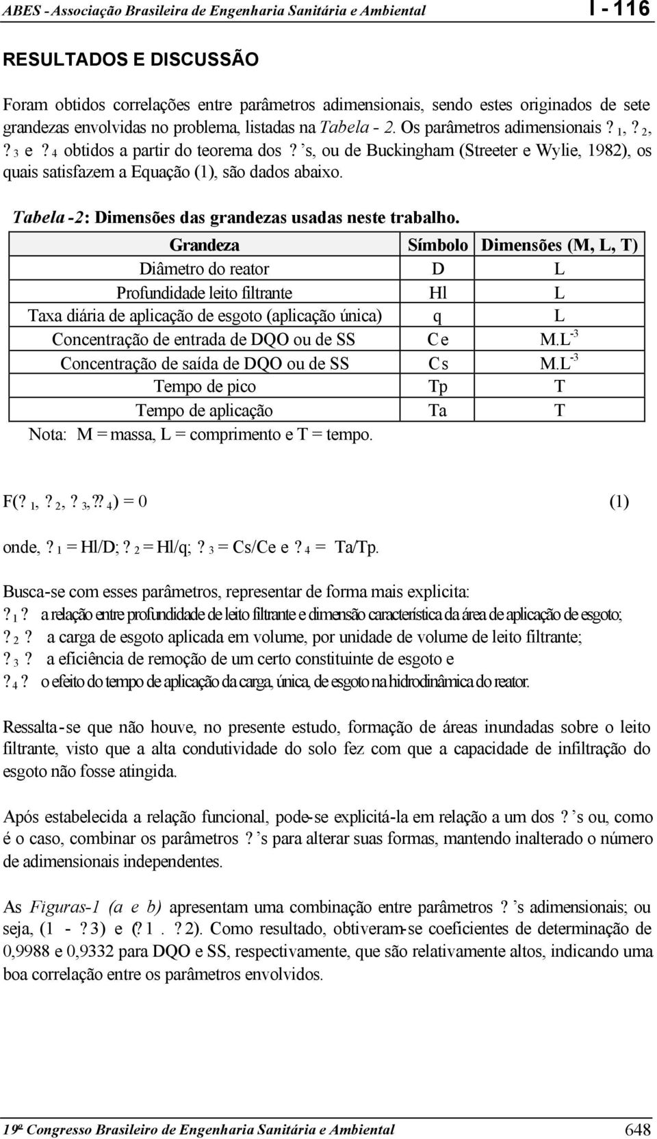 Tabela -2: Dimensões das grandezas usadas neste trabalho.