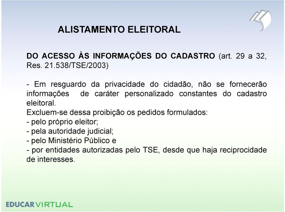 personalizado constantes do cadastro eleitoral.