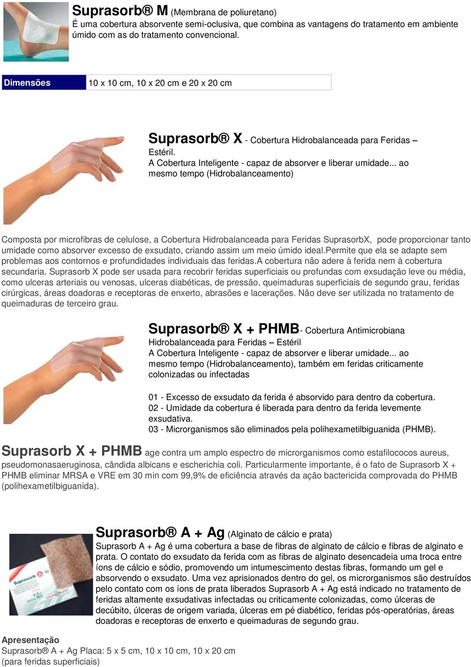 .. ao mesmo tempo (Hidrobalanceamento) Composta por microfibras de celulose, a Cobertura Hidrobalanceada para Feridas SuprasorbX, pode proporcionar tanto umidade como absorver excesso de exsudato,