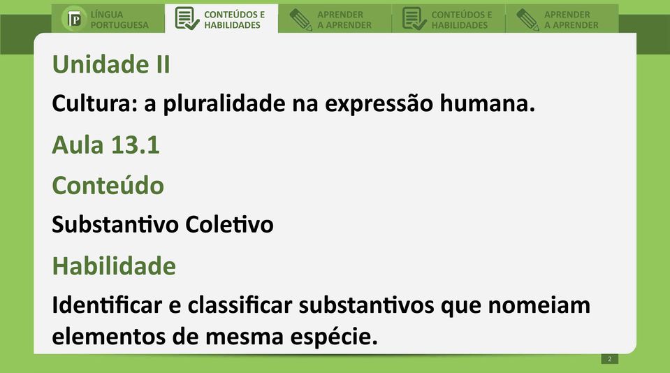 1 Conteúdo Substantivo Coletivo Habilidade