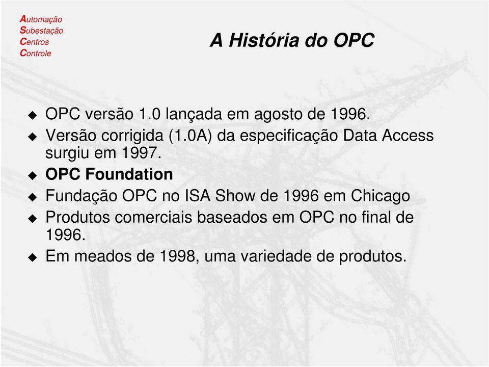 OPC Foundation Fundação OPC no ISA Show de 1996 em Chicago Produtos