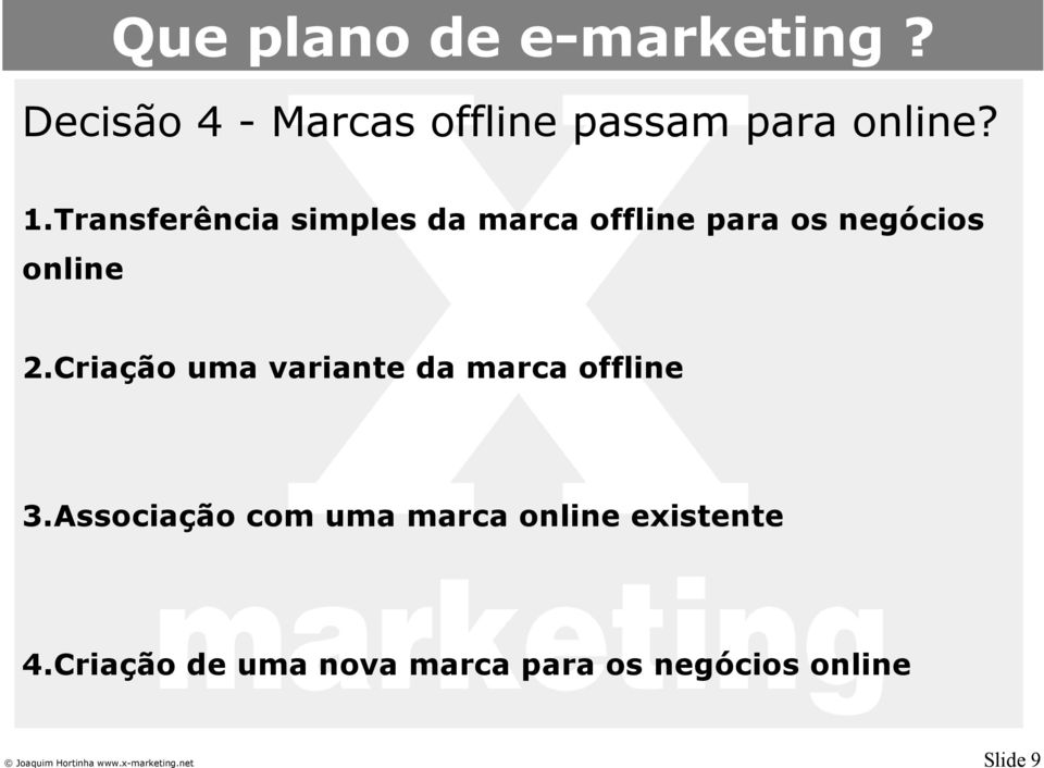 2.Criação uma variante da marca offline 3.