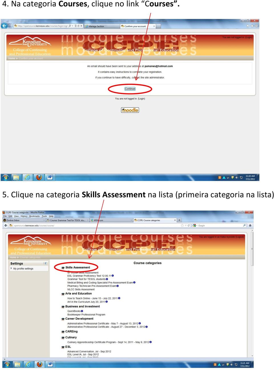 Clique na categoria Skills