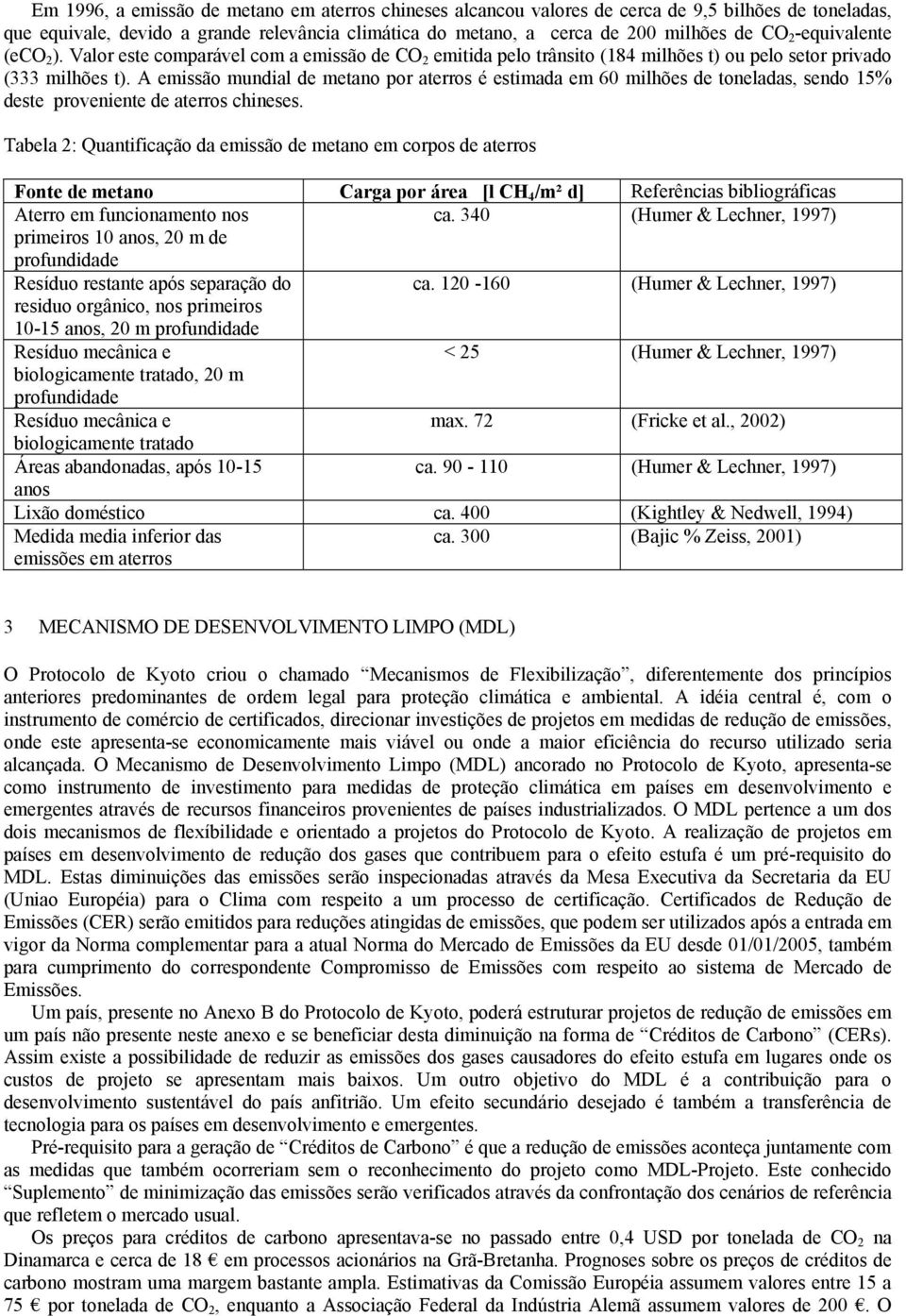 A emissão mundial de metano por aterros é estimada em 60 milhões de toneladas, sendo 15% deste proveniente de aterros chineses.