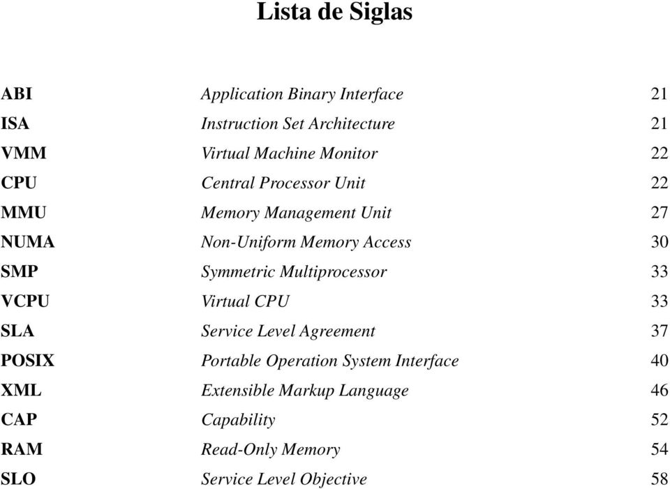 Symmetric Multiprocessor 33 VCPU Virtual CPU 33 SLA Service Level Agreement 37 POSIX Portable Operation System