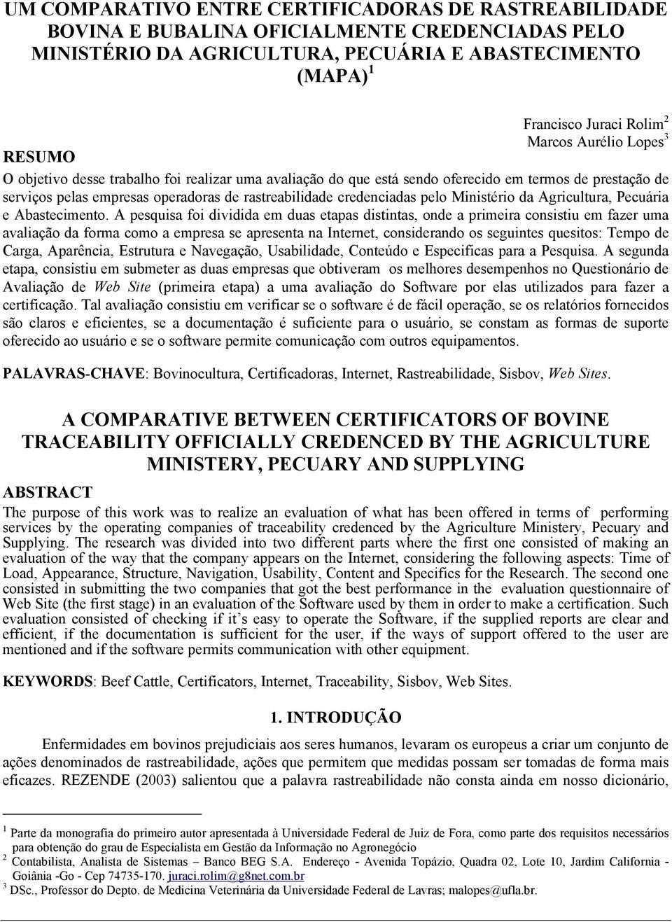 pelo Ministério da Agricultura, Pecuária e Abastecimento.