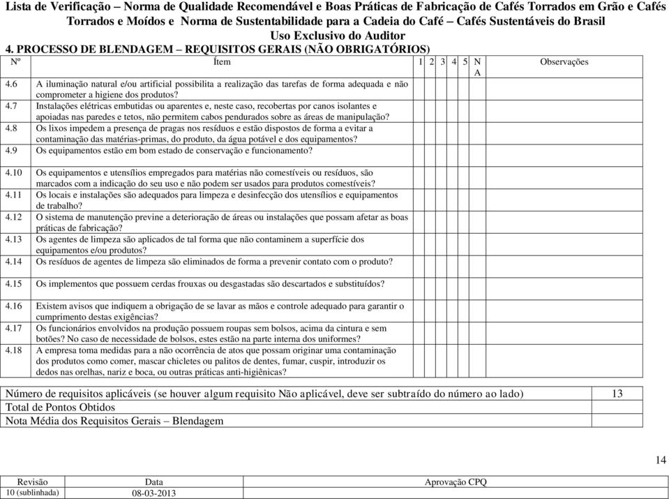 7 Instalações elétricas embutidas ou aparentes e, neste caso, recobertas por canos isolantes e apoiadas nas paredes e tetos, não permitem cabos pendurados sobre as áreas de manipulação? 4.